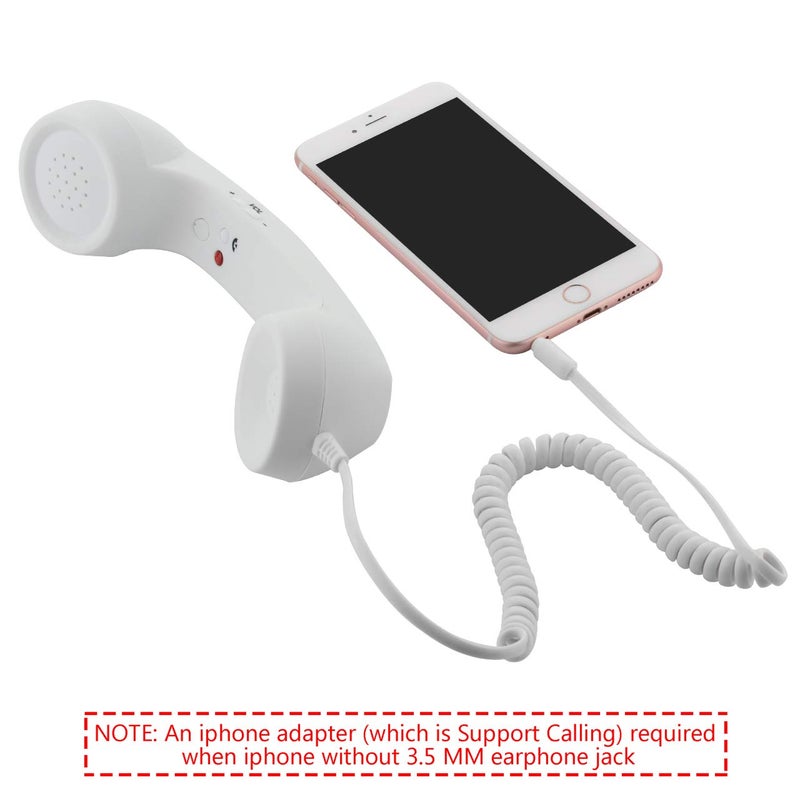 CM Vintage Retro Telephone Handset Cell Phone Receiver MIC Microphone for Cellphone Smartphone, 3.5 mm Socket (White) - Image 4